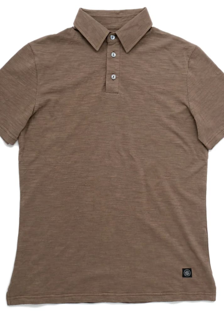Outclass- Slub Short Sleeve Polo in Mocha