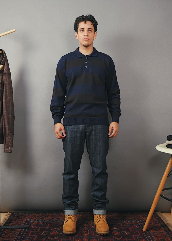 Outclass- Striped Polo Sweater - sweater