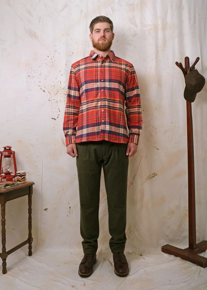 Outclass- Vintage Plaid Blanket Easy Shirt - Button Shirting