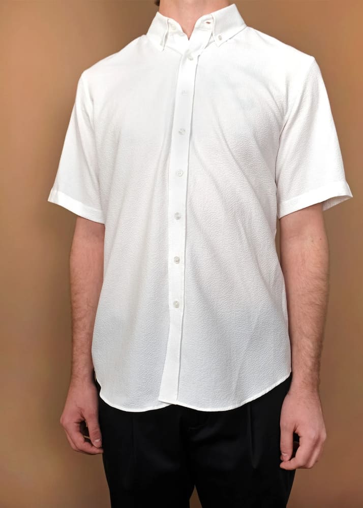 Outclass- White Ripstop Seersucker Classic Shirt - Button