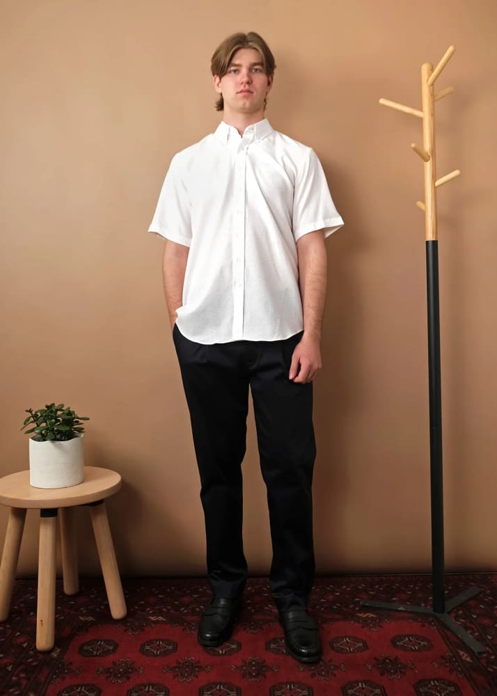 Outclass- White Ripstop Seersucker Classic Shirt - Button