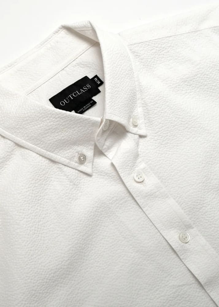 Outclass- White Ripstop Seersucker Classic Shirt - Button