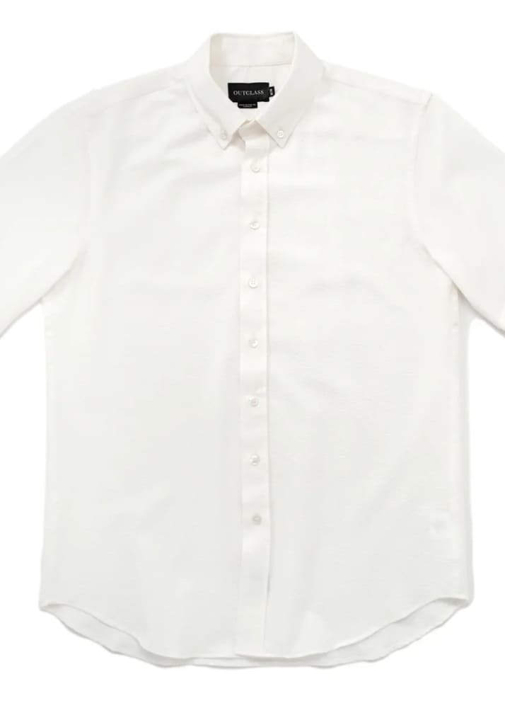 Outclass- White Ripstop Seersucker Classic Shirt - Button