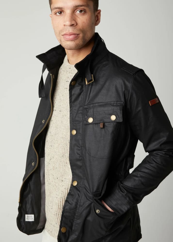 Peregrine- Bexley Wax Cotton Jacket - BLACK / M - outerwear