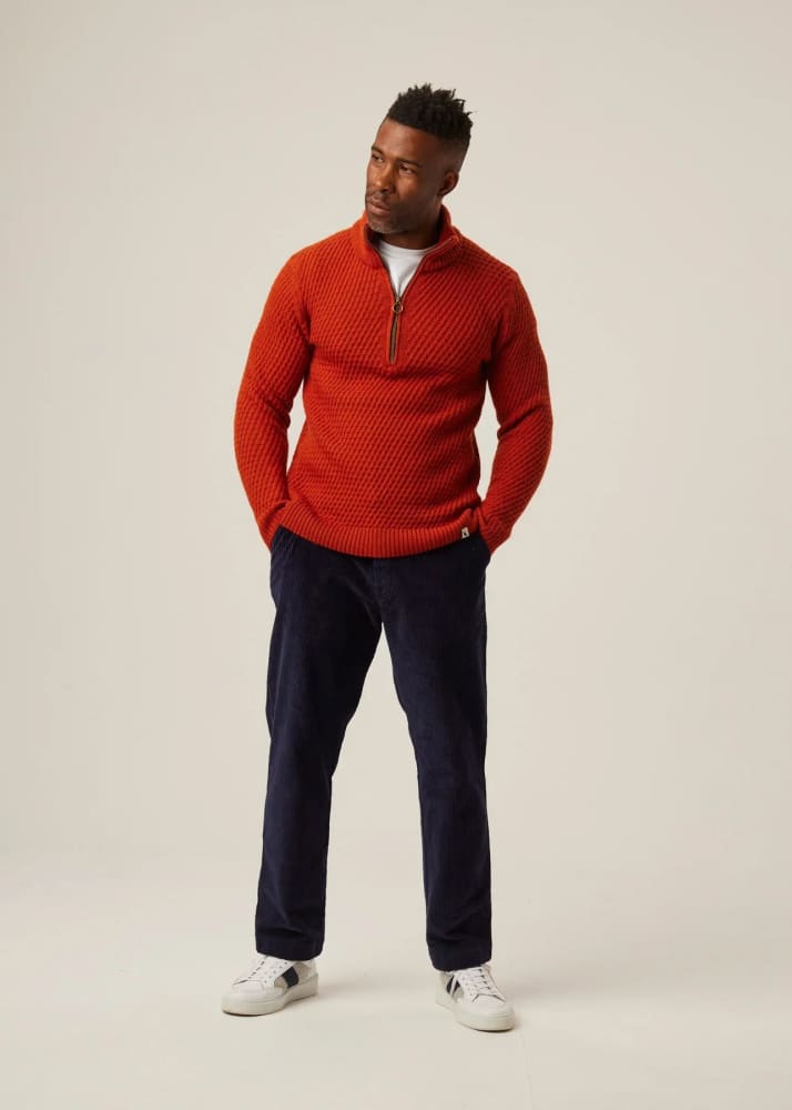 Peregrine - Birchall Quarter Zip Jumper in Orange - Sweater