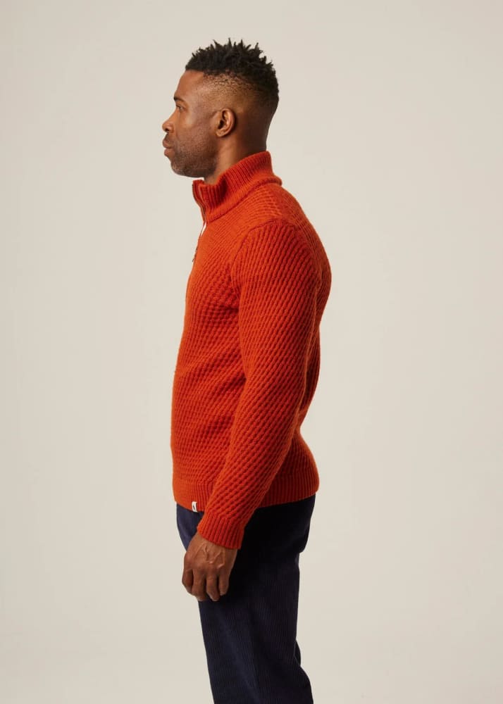 Peregrine - Birchall Quarter Zip Jumper in Orange - Sweater