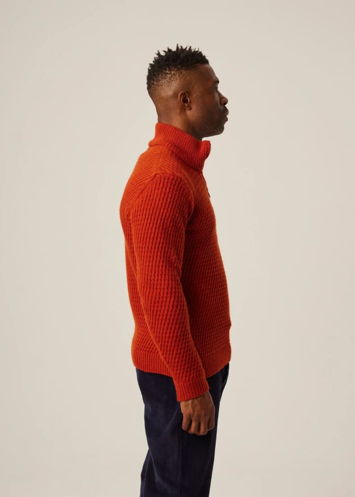 Peregrine - Birchall Quarter Zip Jumper in Orange - Sweater
