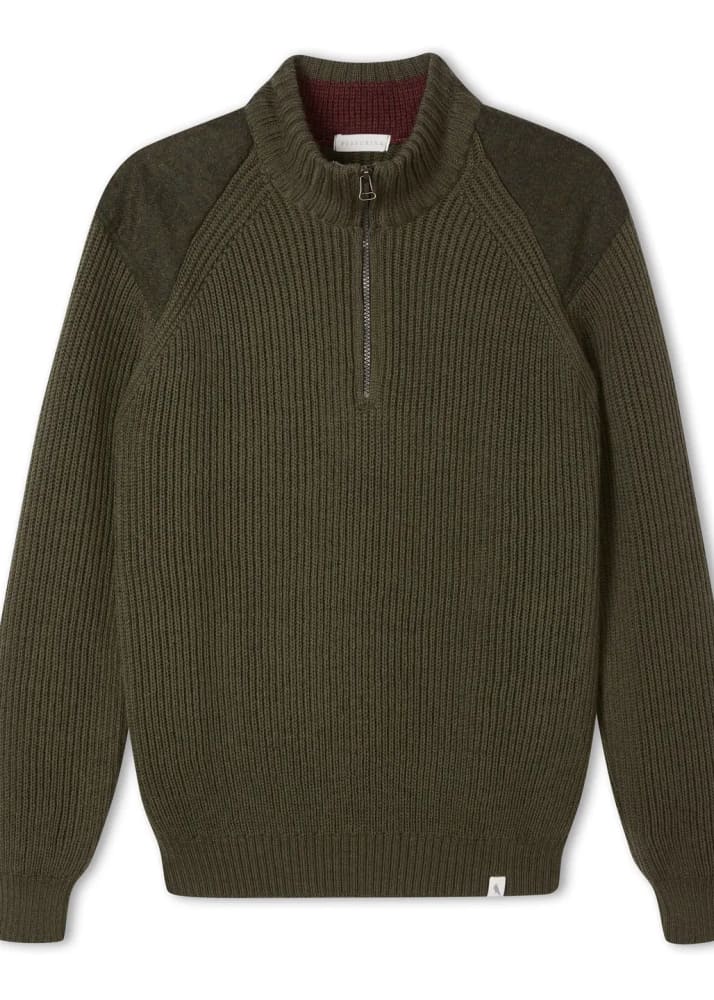 Peregrine - Foxton Quarter Zip Jumper in Olive - Green / S