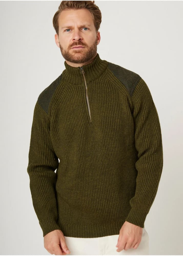 Peregrine - Foxton Quarter Zip Jumper in Olive - sweater