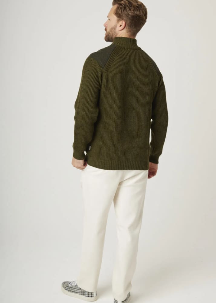 Peregrine - Foxton Quarter Zip Jumper in Olive - sweater