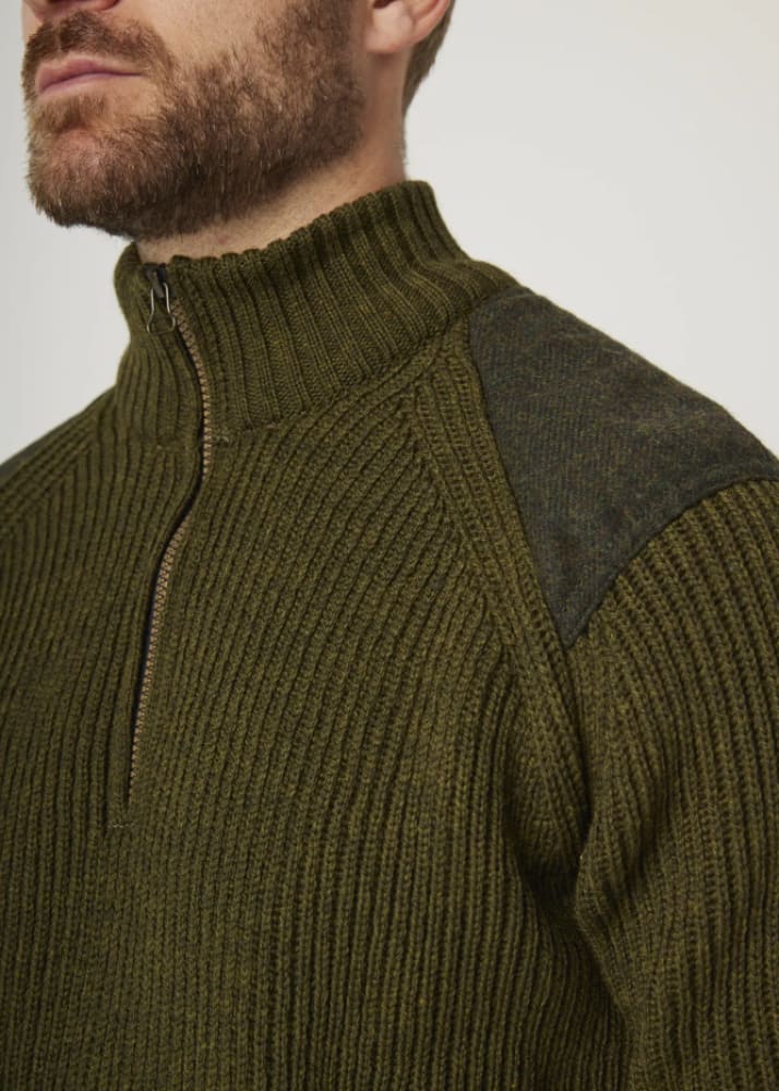 Peregrine - Foxton Quarter Zip Jumper in Olive - sweater