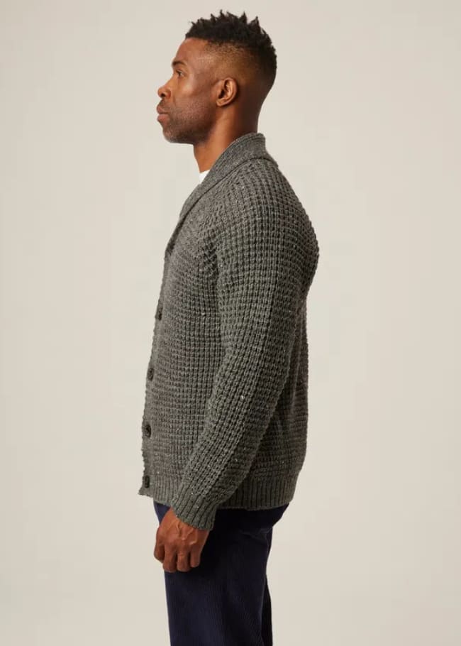 Peregrine- Waffle Shawl Cardigan - sweater