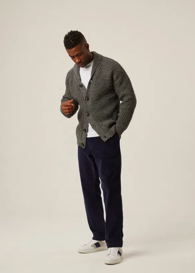 Peregrine- Waffle Shawl Cardigan - sweater