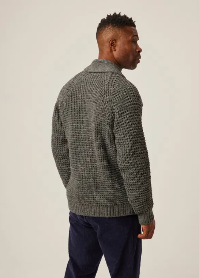 Peregrine- Waffle Shawl Cardigan - sweater