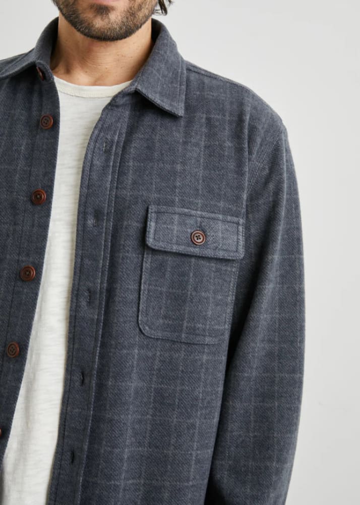 Rails- Alder Overshirt In Navy Check - S - outerwear