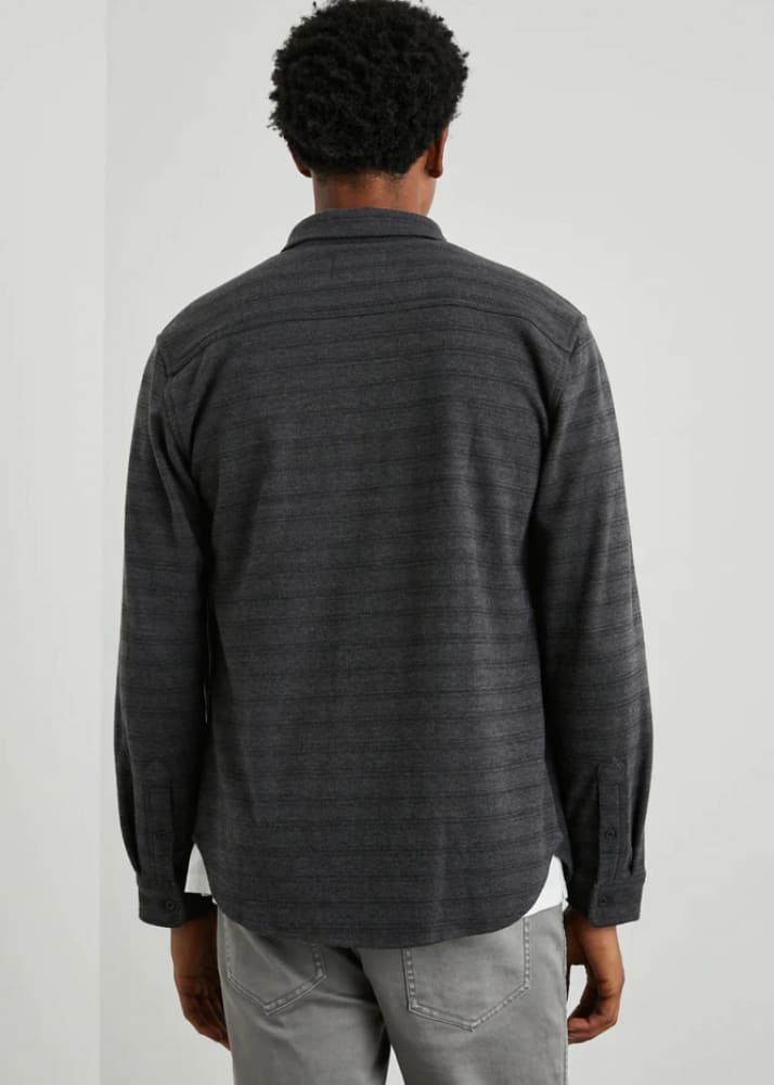 Rails- Berkeley Overshirt in Black Charcoal Stripe - button