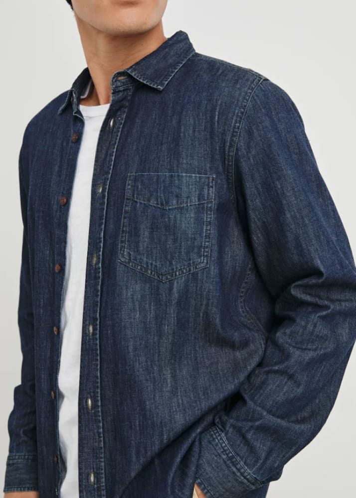 Rails- Colton Shirt in Dark Wash Indigo - Button Shirting