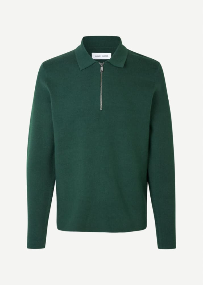 Samsoe- Guna Half Zip Sweater - GREEN / S - sweater