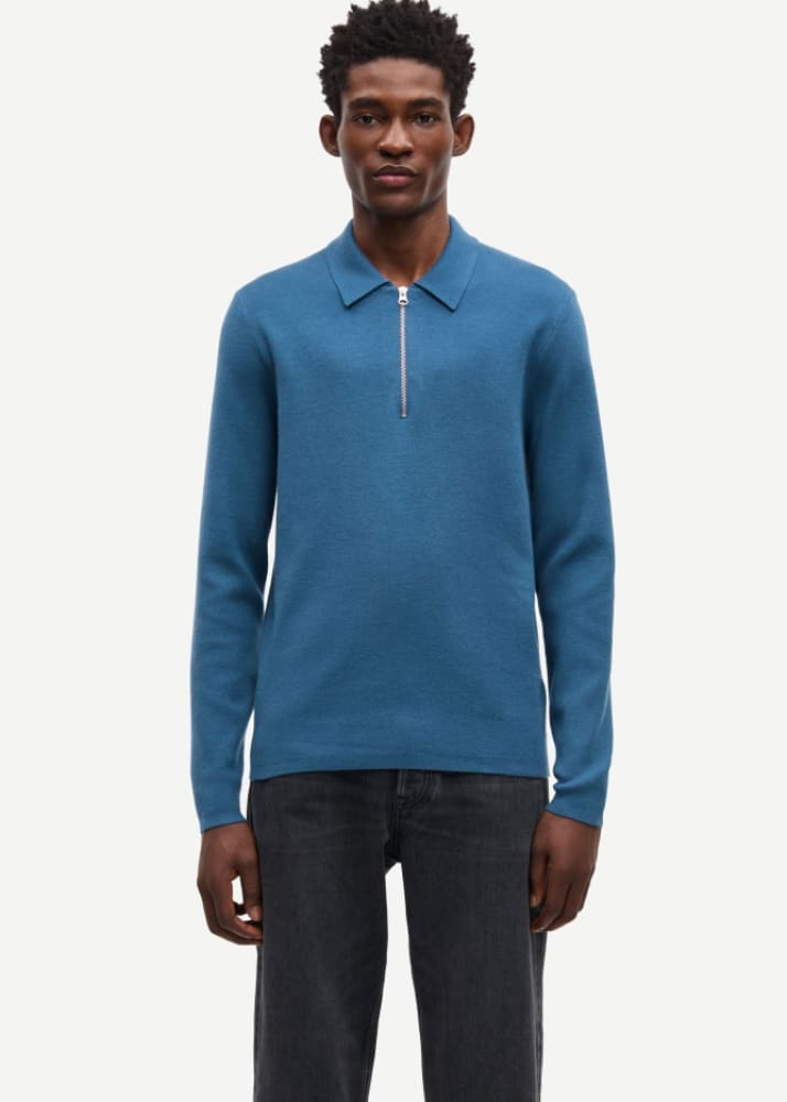 Samsoe Guna Half Zip Sweater in Stellar & Knitwear