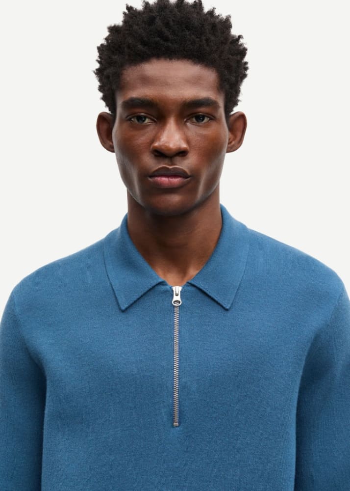 Samsoe Guna Half Zip Sweater in Stellar & Knitwear