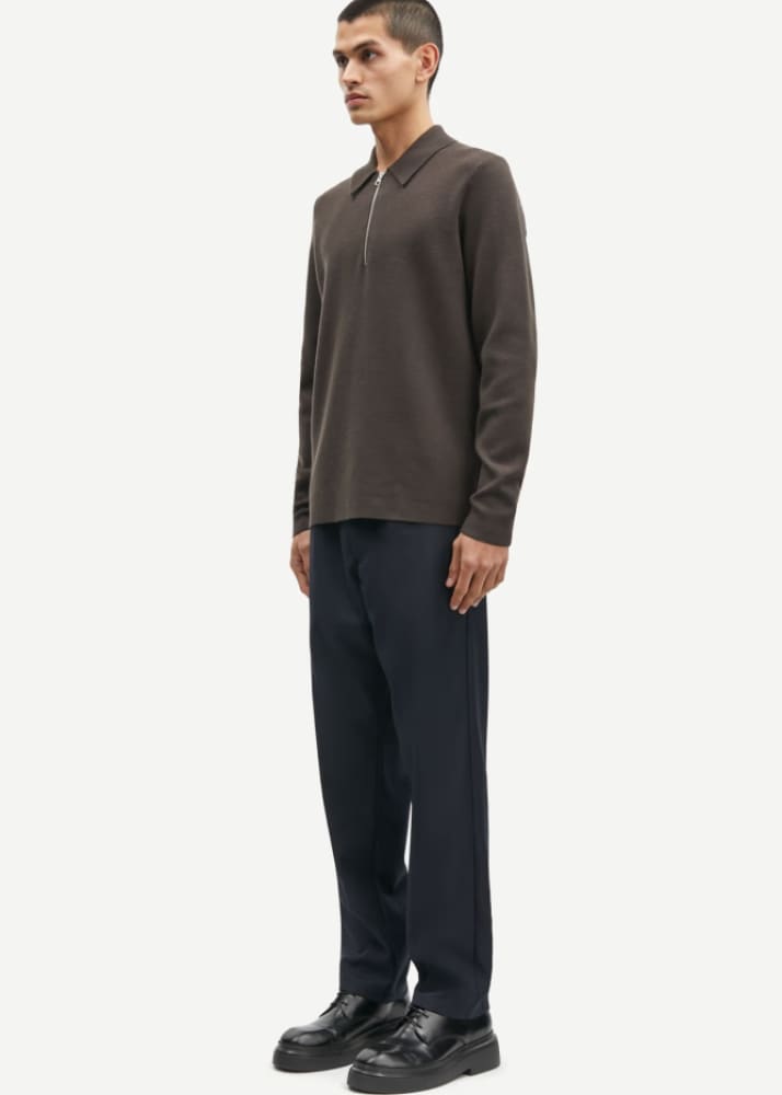 Samsoe Guna Half Zip Sweater in Turkish Coffee & Knitwear