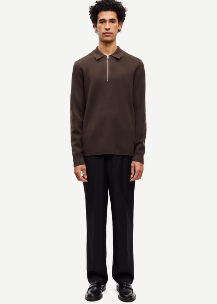Samsoe Guna Half Zip Sweater in Turkish Coffee & Knitwear
