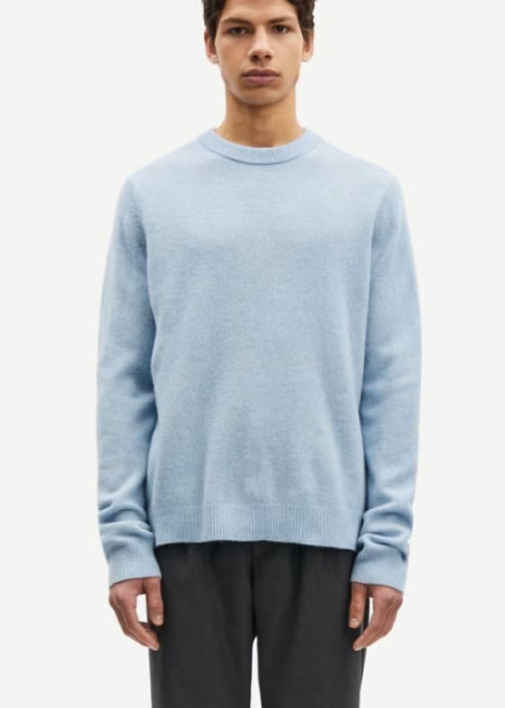 Samsoe- Isak Knit Sweater in Subdued Blue - sweater