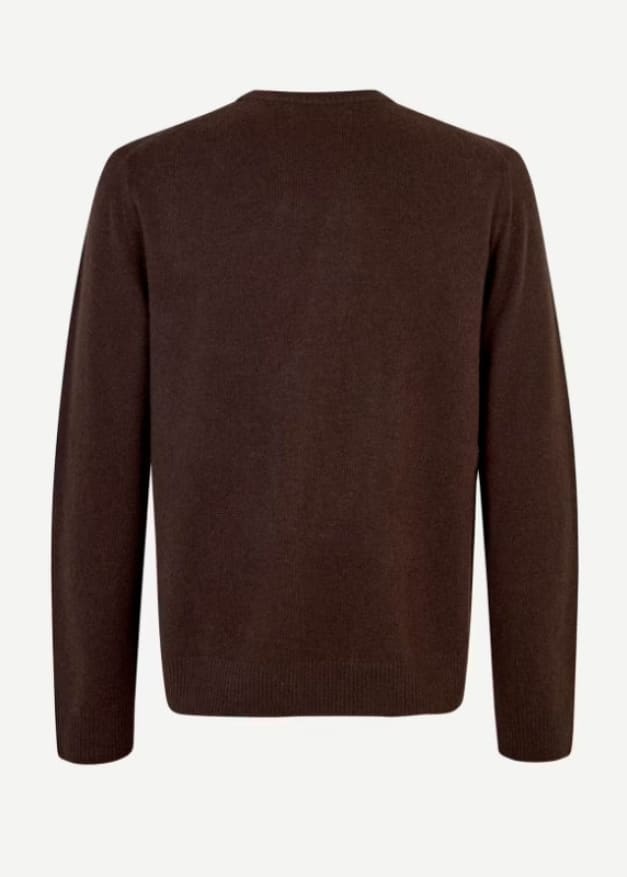 Samsoe- Nobis Crew Neck Cashmere Sweater in Chocolate Torte