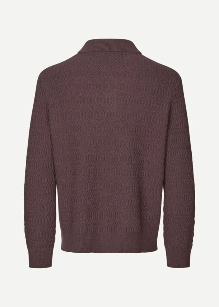Samsoe- Sacaiden Polo Sweater in Raisin - & Knitwear