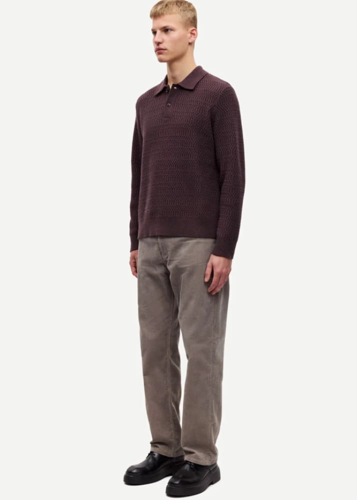 Samsoe- Sacaiden Polo Sweater in Raisin - & Knitwear