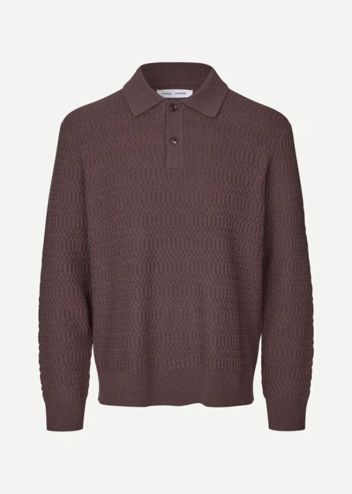 Samsoe- Sacaiden Polo Sweater in Raisin - & Knitwear