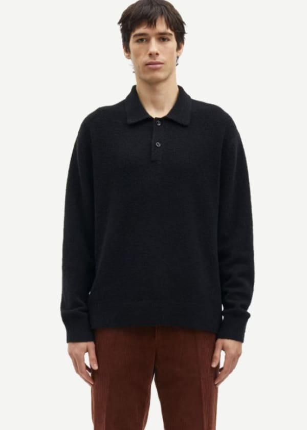 Samsoe - Sanino Polo Sweater in Black - sweater