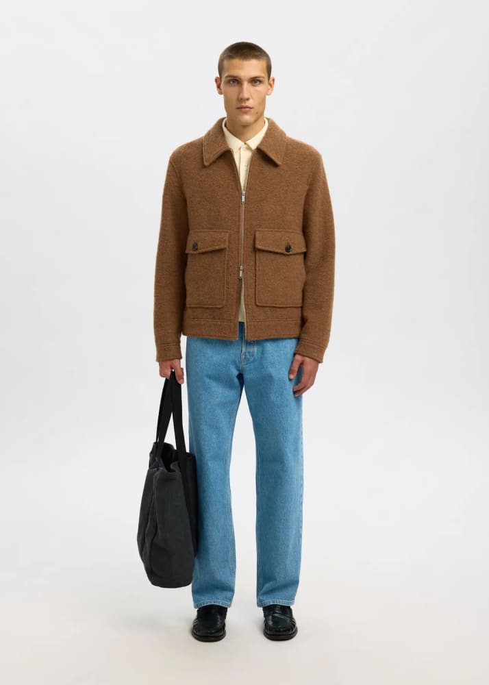 SELECTED - Jakob Wool Blend Jacket in Chipmunk