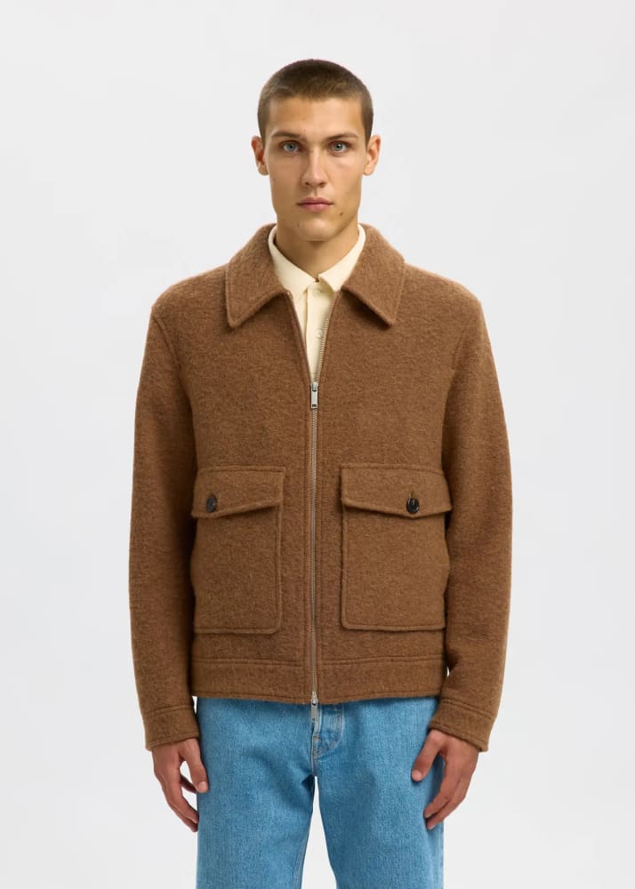 SELECTED - Jakob Wool Blend Jacket in Chipmunk