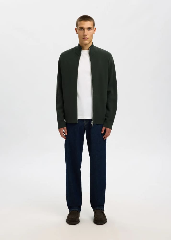 SELECTED- Teller Relaxed Zip Cardigan in Deep Forest