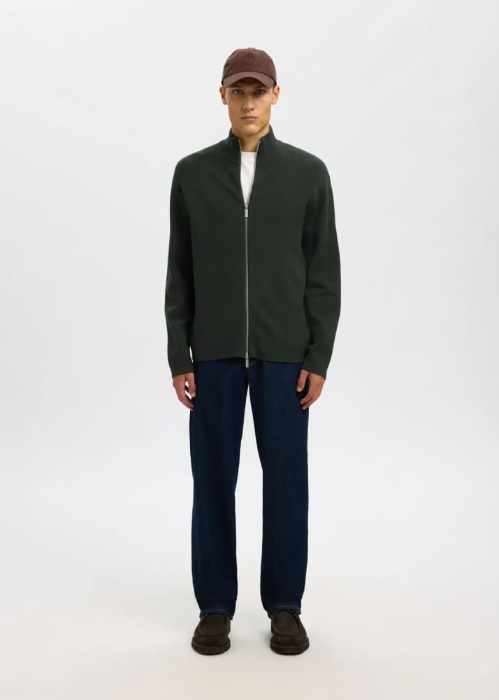 SELECTED- Teller Relaxed Zip Cardigan in Deep Forest
