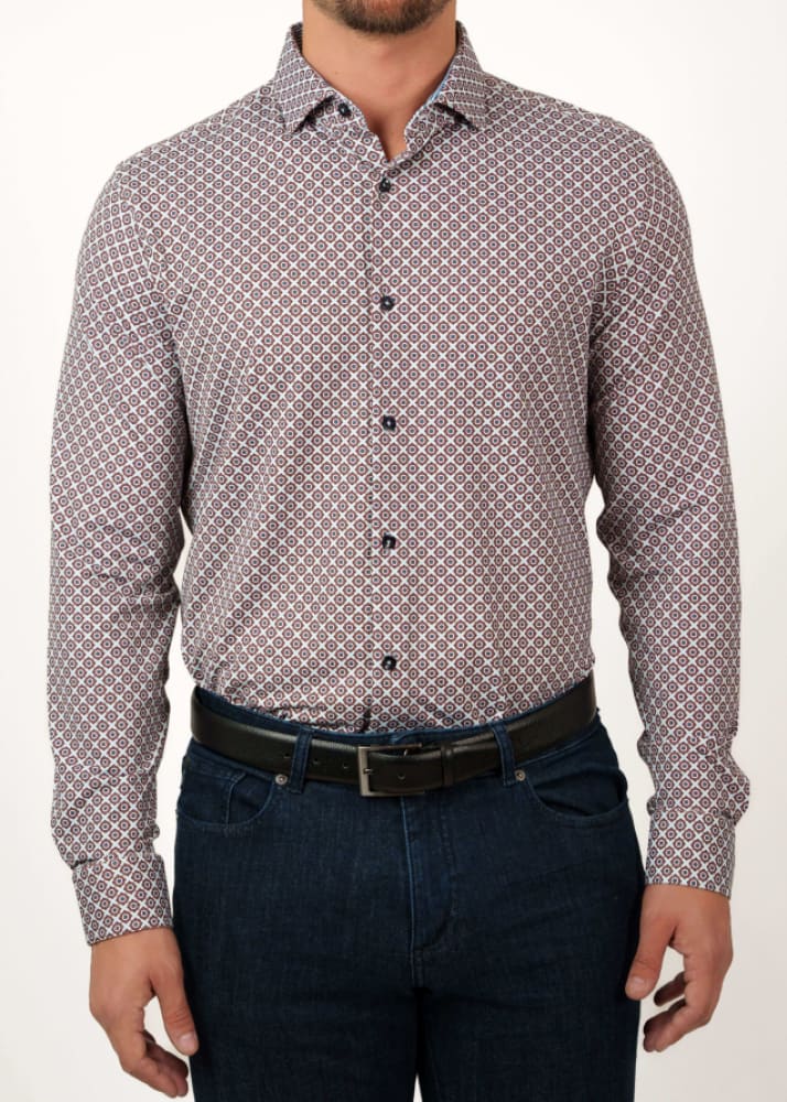 Stone Rose - Apex Brilliant Cut Geo Shirt in Dark Pink