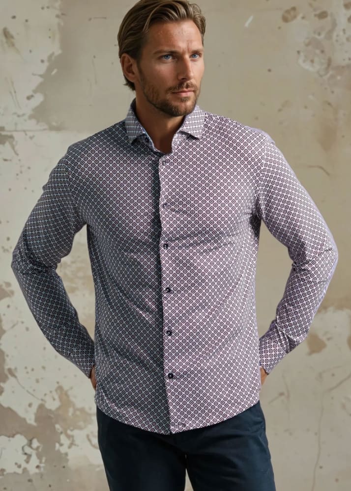 Stone Rose - Apex Brilliant Cut Geo Shirt in Dark Pink