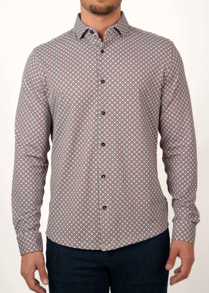 Stone Rose - Apex Brilliant Cut Geo Shirt in Dark Pink