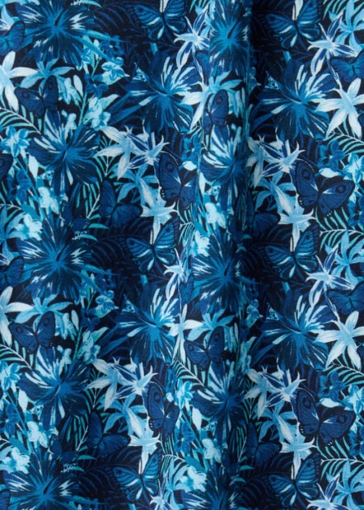 Stone Rose - Navy Butterflies Short Sleeve Shirt - Button