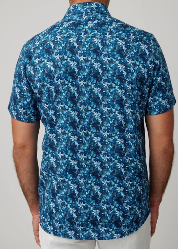 Stone Rose - Navy Butterflies Short Sleeve Shirt - Button