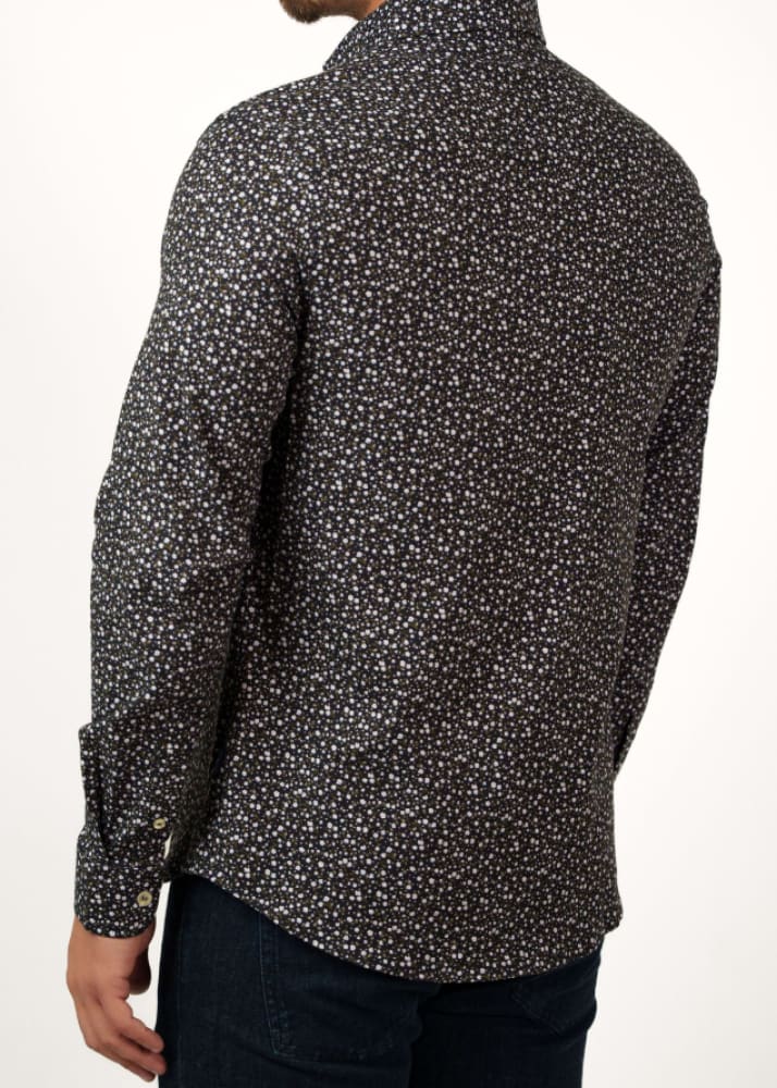 Stone Rose - Nova Meadow Ditsy Shirt in Dark Navy - Button
