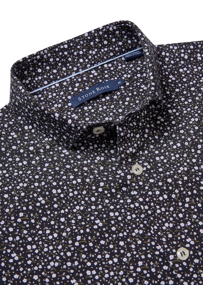 Stone Rose - Nova Meadow Ditsy Shirt in Dark Navy - Button