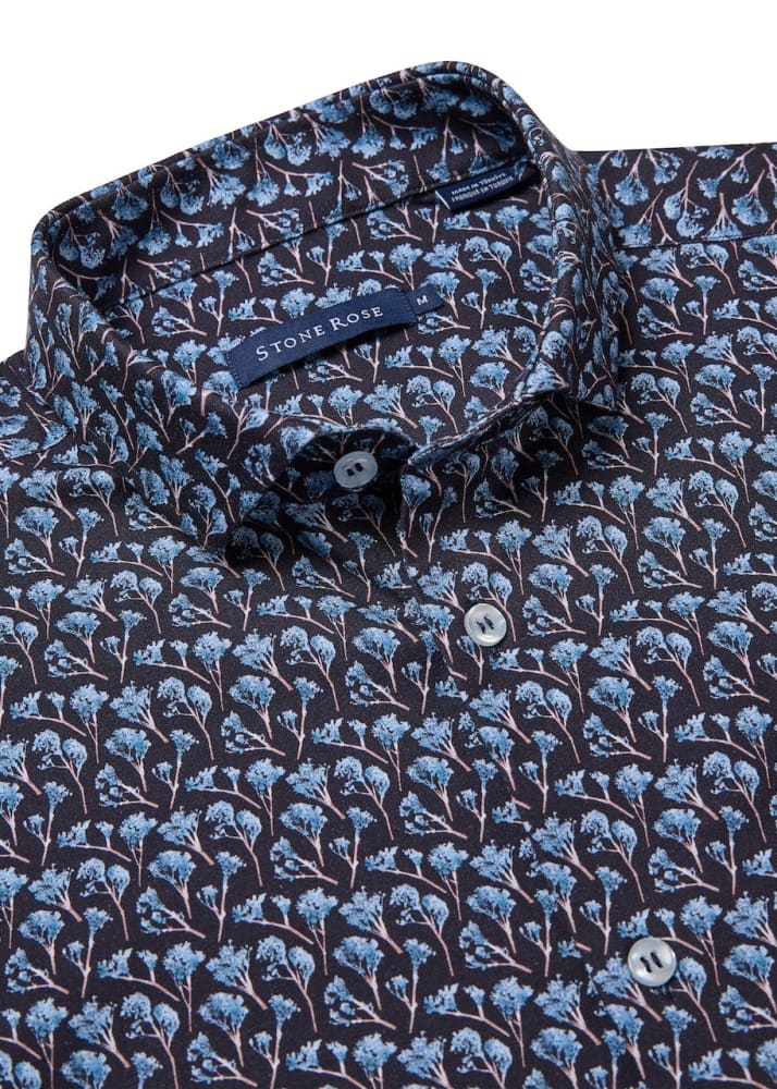 Stone Rose - Nova Snowbrush Printed Shirt in Dark Navy