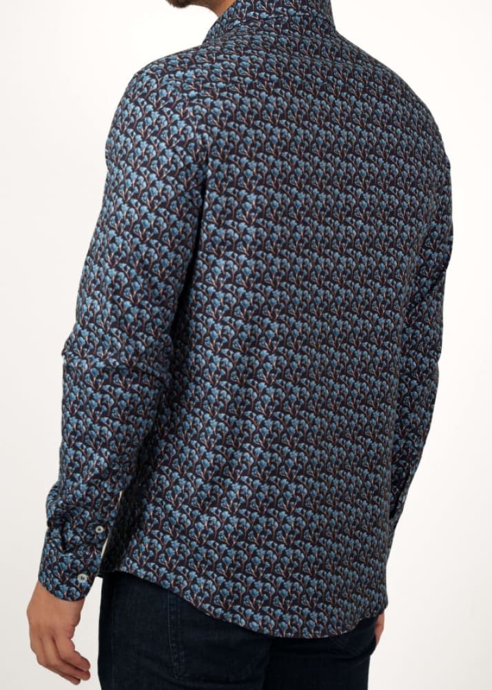 Stone Rose - Nova Snowbrush Printed Shirt in Dark Navy