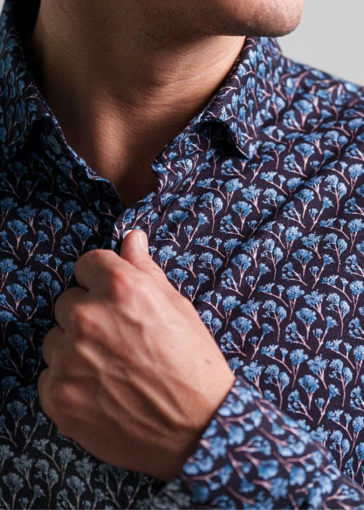 Stone Rose - Nova Snowbrush Printed Shirt in Dark Navy