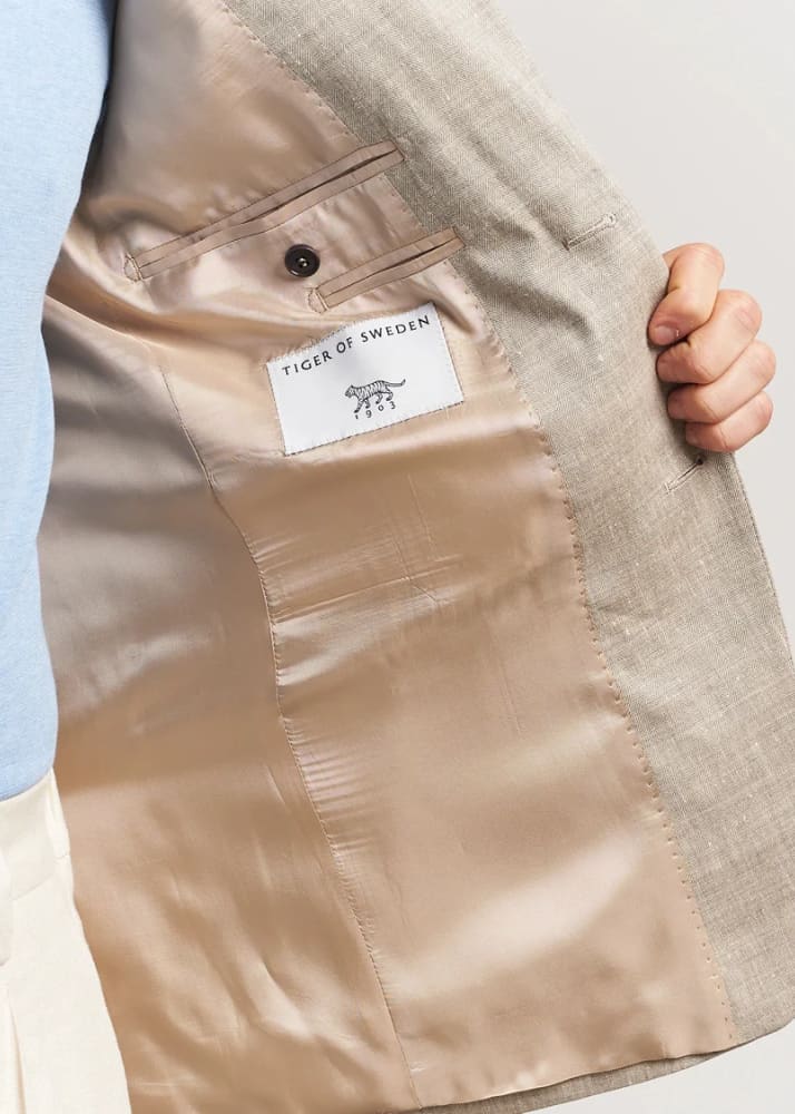 Tiger of Sweden- Justin P Linen Blend Jacket in Soft Latte