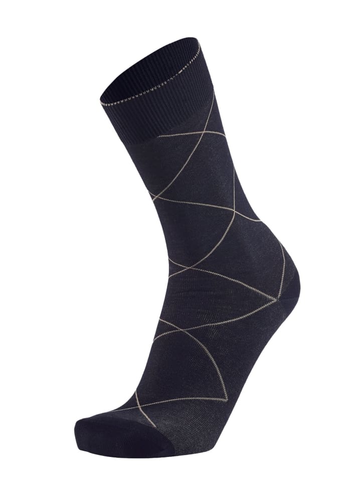 Westmister- 2 Color Square Socks - Black/Beige - sock