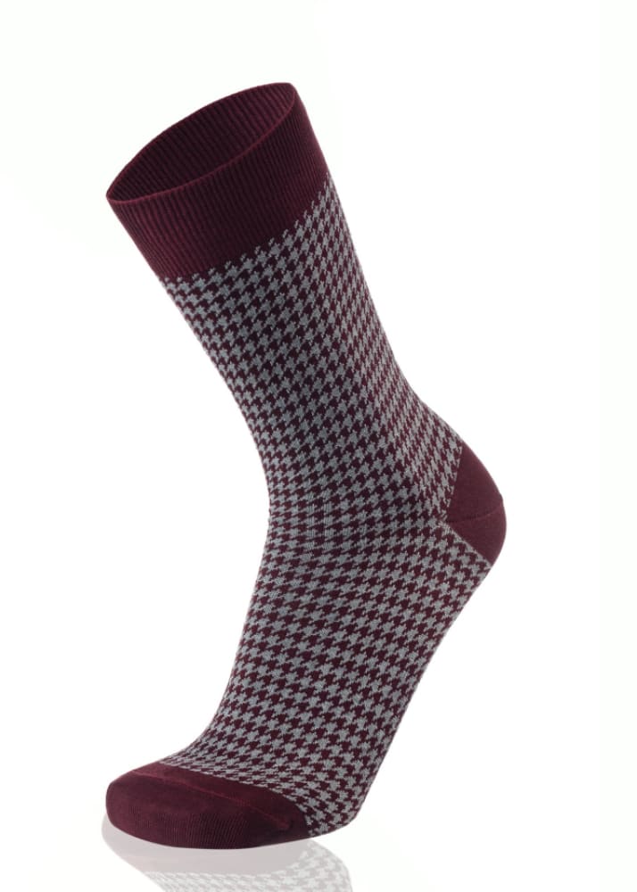 Westmister - Bordeaux Houndstooth Sock - sock