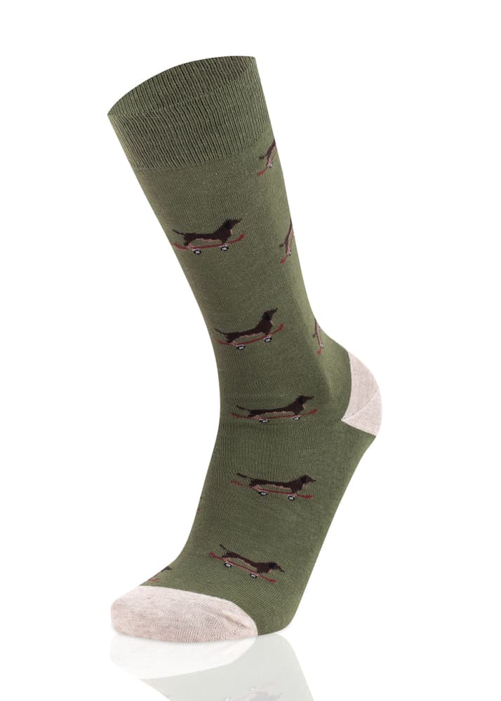 WestMister Socks- Skater Dog Sock - OLIVE - sock